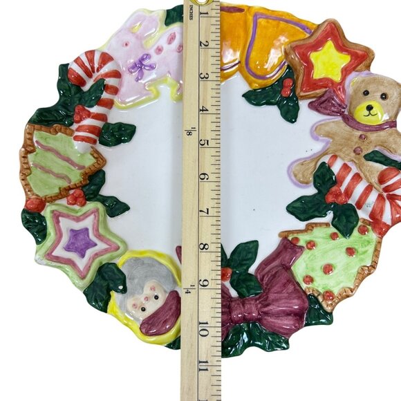 Nantucket Santa & Teddy Bear Christmas Plate Ceramic Holiday Collectible - Picture 9 of 9